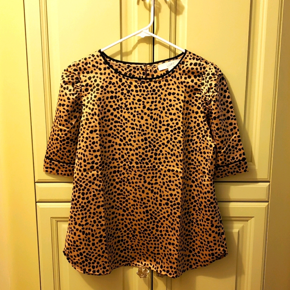 Ann Taylor Loft Silky Animal Print Blouse, Size S